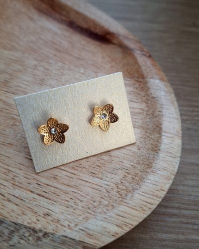 Puces d’oreilles fleur dorée strass 🌸 AYLIN