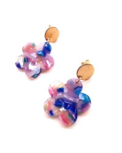 Boucles fleurs TIMBORA bleu rose 🌸