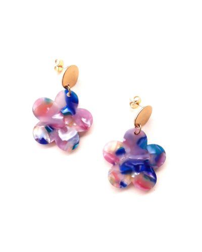 Boucles fleurs TIMBORA bleu rose 🌸