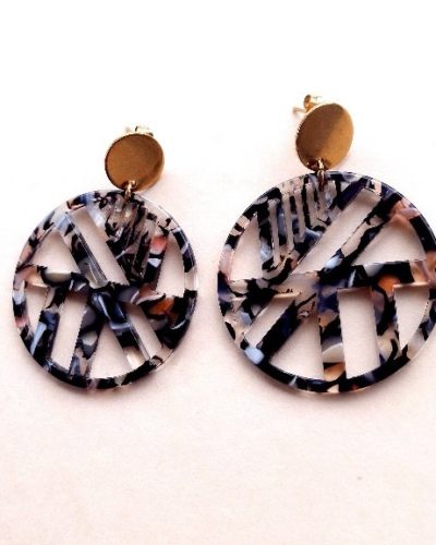 Boucles rondes Xintia rose noir ✨,