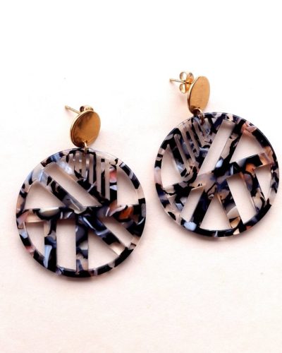 Boucles rondes Xintia rose noir ✨,