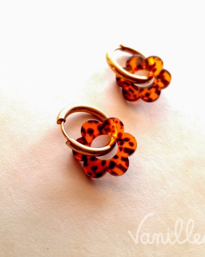 Boucles fleurs léopard Léona Camel ✨