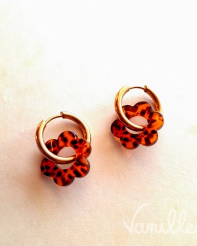 Boucles fleurs léopard Léona Camel ✨