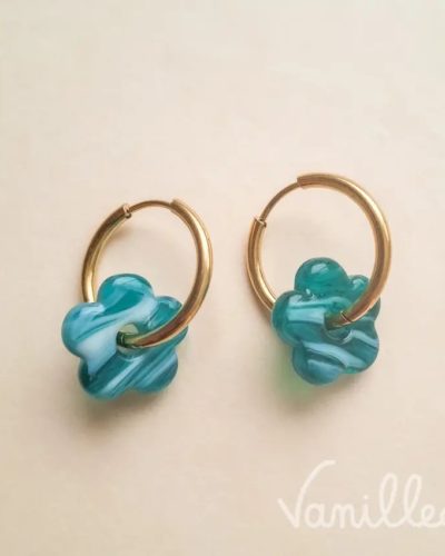 Créoles fleur turquoise VIC 🌸