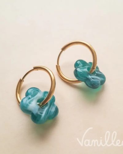 Créoles fleur turquoise VIC 🌸
