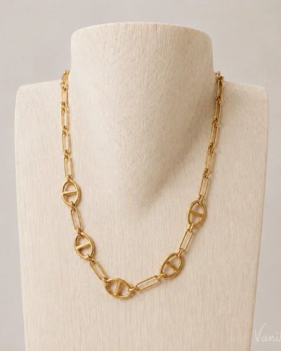 Collier Calypso maille marine et trombone