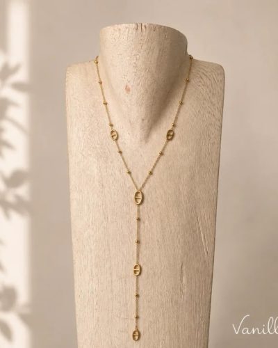 Collier en Y maille marine