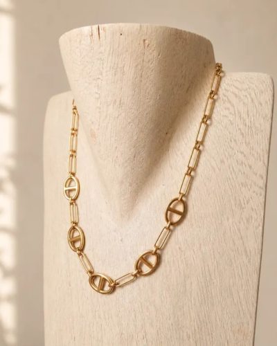 Collier Calypso maille marine et trombone