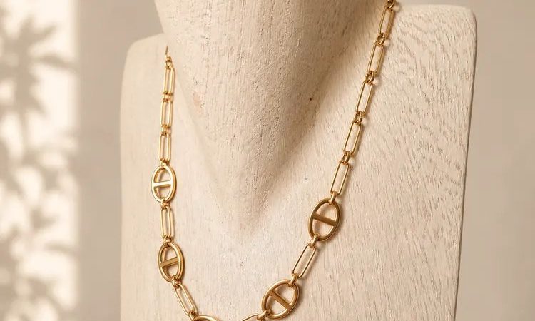 Collier gros maillons doré acier inoxydable