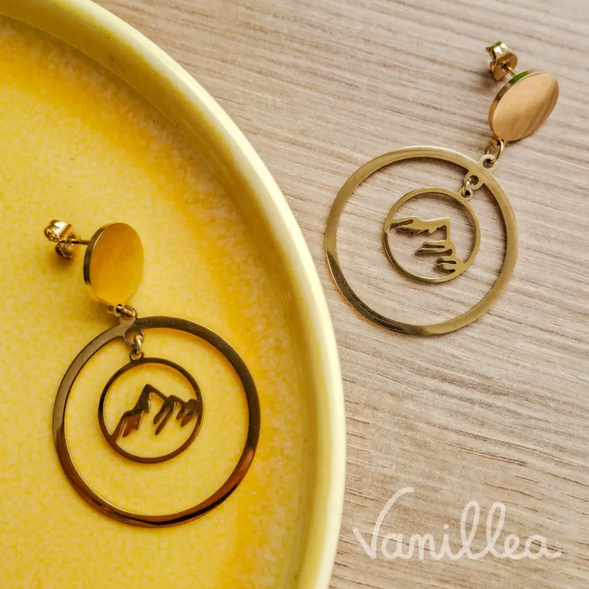 Boucles montagne minimalistes dorées double cercle