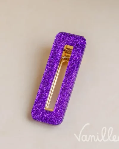 Barrette cheveux violette pailletée ✨