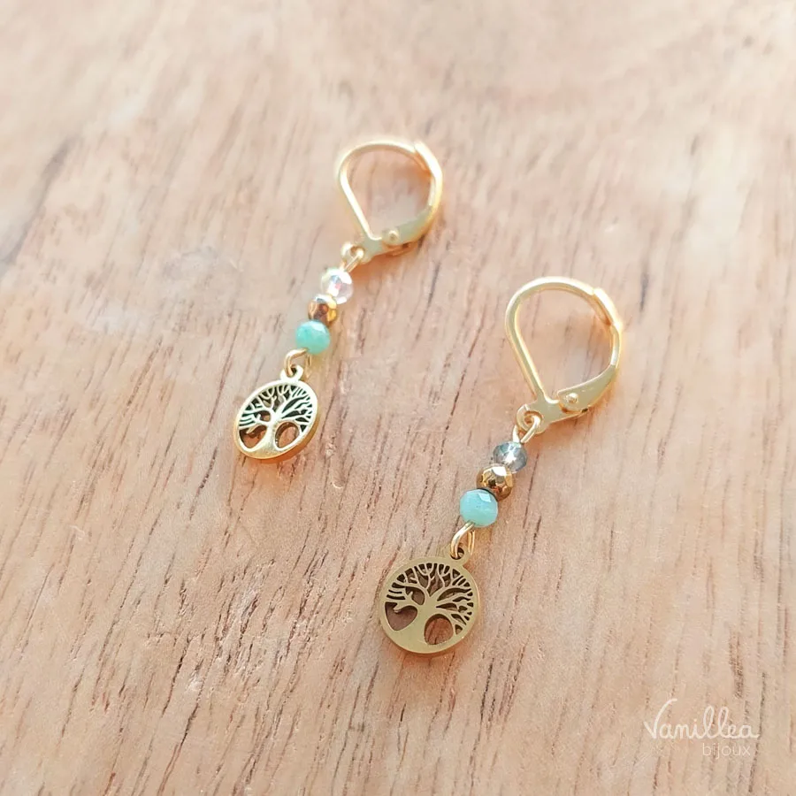 Boucles d’oreilles arbre de vie ILANE Vanillea