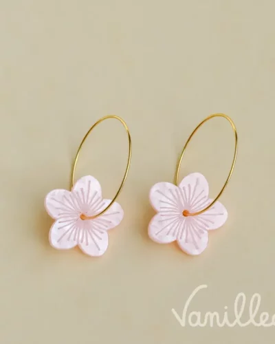 🌸 FIONA – Boucles fleur rose