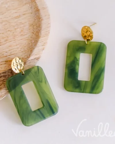 OLIVIA – Boucles rectangulaires verte