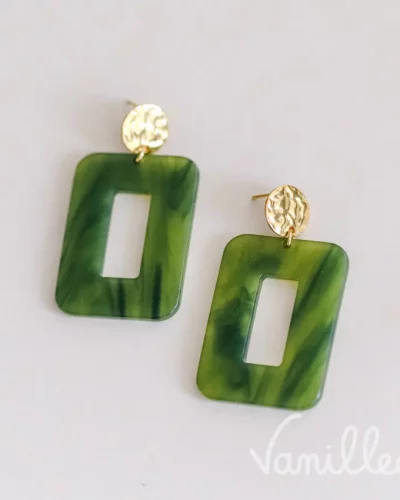 OLIVIA – Boucles rectangulaires verte