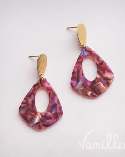 Boucles d’oreilles acétate bordeaux | TINA