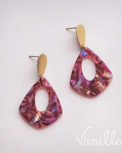 Boucles d’oreilles acétate bordeaux | TINA
