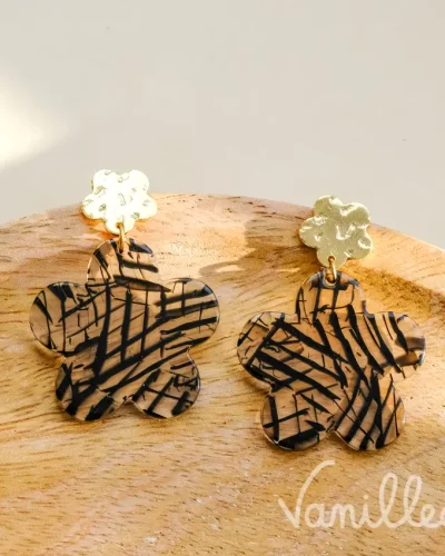 EVA – Boucles fleur noires