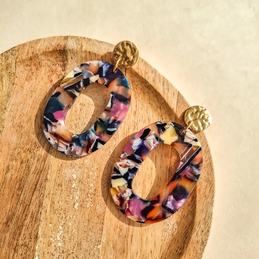 Boucles ovales en acétate multicolore SOPHIE