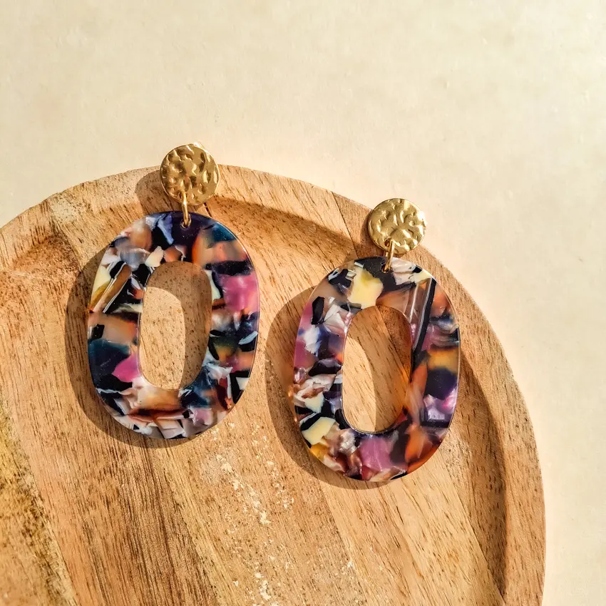 Grandes boucles d'oreilles colorées SOPHIE en acétate