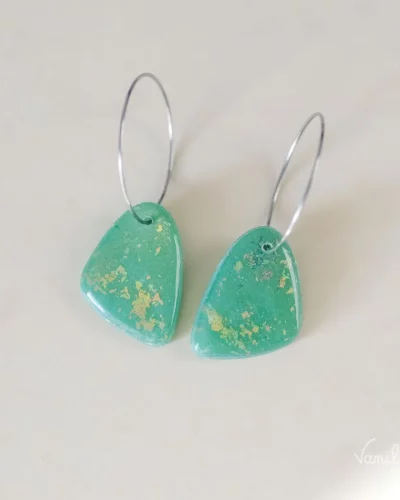 Boucles d'oreilles pendantes couleur jade