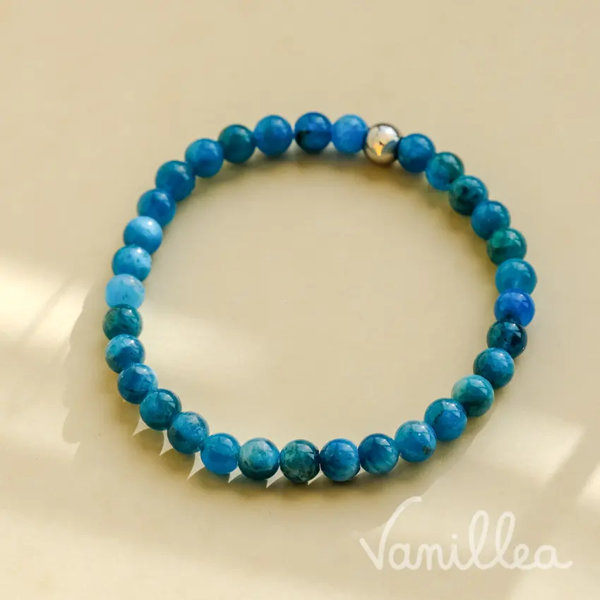 Bracelet apatite naturelle en perles bleues