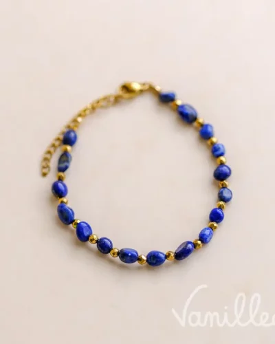 💙 Bracelet Lapis-Lazuli & Perles Dorées