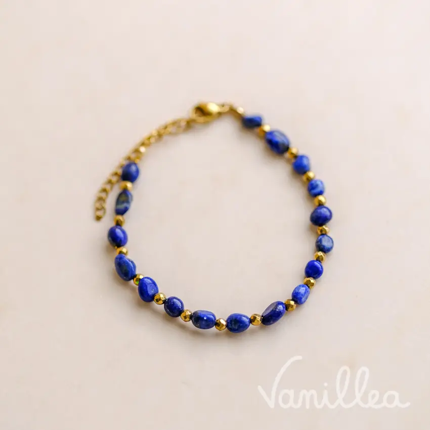 💙 Bracelet Lapis-Lazuli & Perles Dorées – Image 2