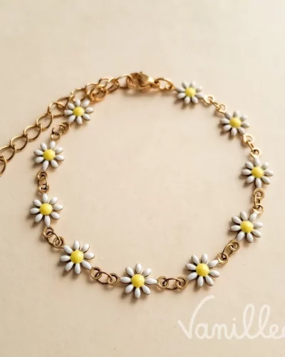 Bracelet petites marguerites blanches 🌼