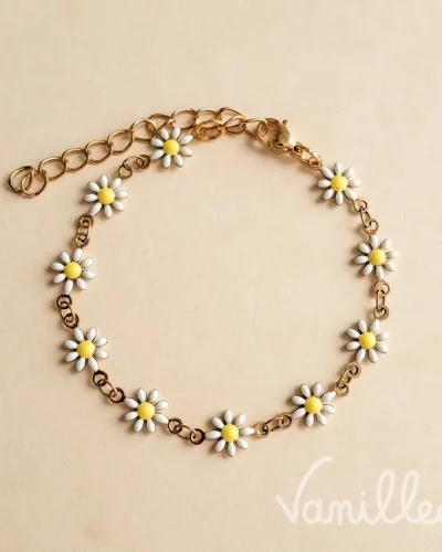Bracelet petites marguerites blanches 🌼