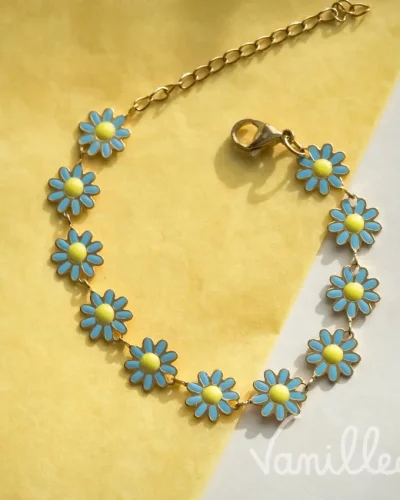 Bracelet marguerite bleue doré 💙
