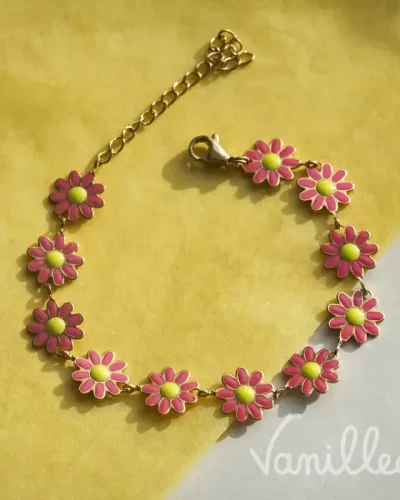 Bracelet marguerites roses 🌸