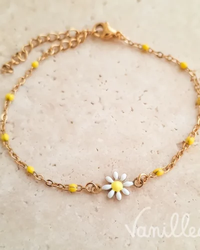 Bracelet marguerite perles jaunes 🌼