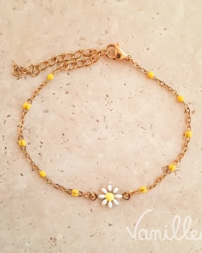 Bracelet marguerite perles jaunes 🌼