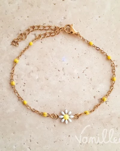Bracelet marguerite perles jaunes 🌼