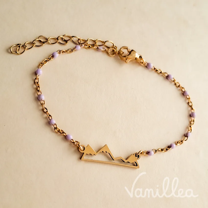 Bracelet montagne pois mauve