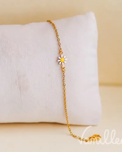 Bracelet marguerite fin doré 🌼