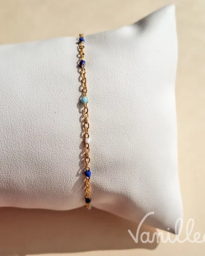 Bracelet perles bleus acier inoxydable 💙