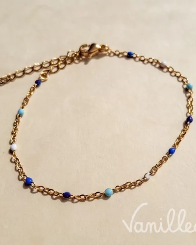 Bracelet perles bleus acier inoxydable 💙