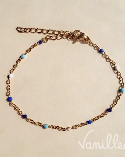 Bracelet perles bleus acier inoxydable 💙