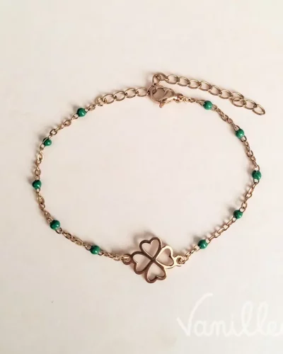 Bracelet trèfle perles vertes 🍀