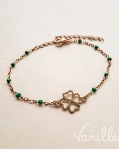 Bracelet trèfle perles vertes 🍀