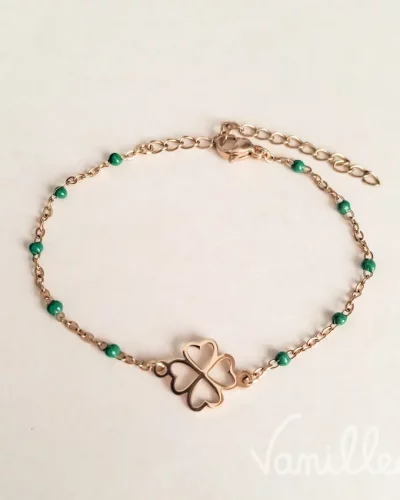Bracelet trèfle perles vertes 🍀