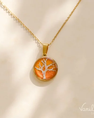 Collier arbre de vie végétal orange