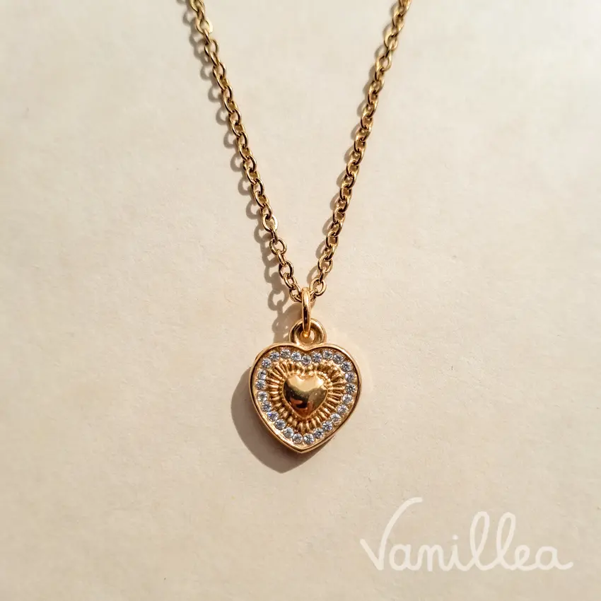 Collier cœur strass doré femme