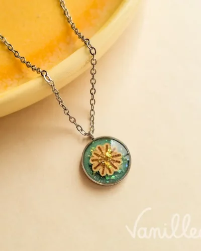 Collier coquelicot résine turquoise 🌼 COCO