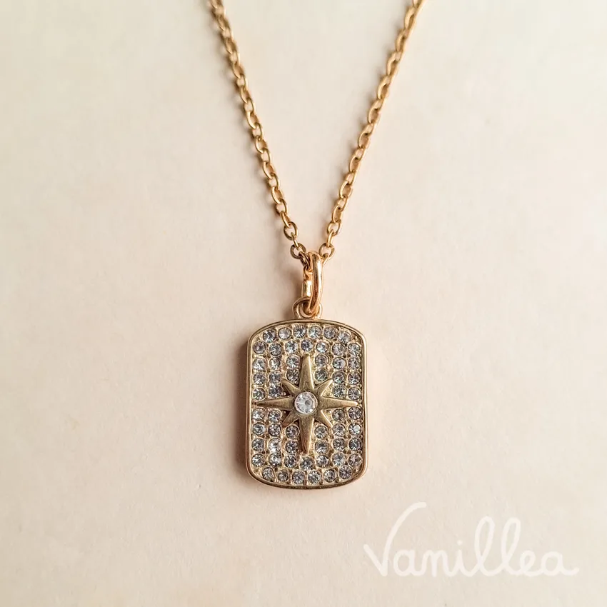 Collier étoile doré femme POLARIS avec pendentif rectangulaire