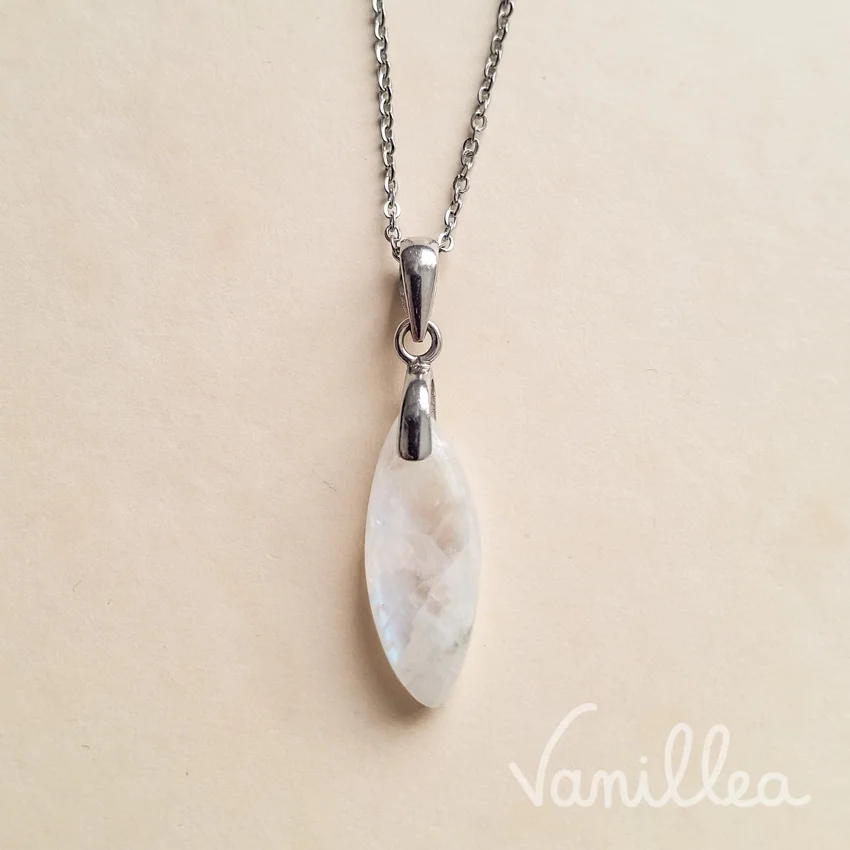 Collier pierre de lune acier inoxydable