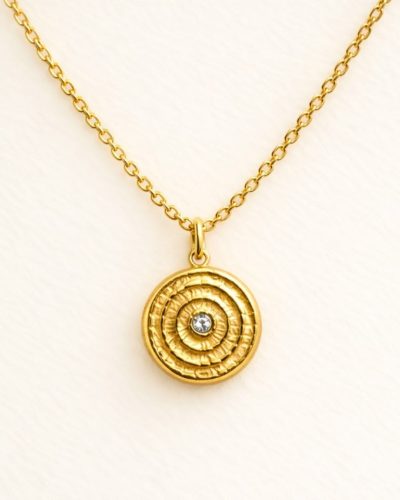 Collier médaille spirale dorée ✨