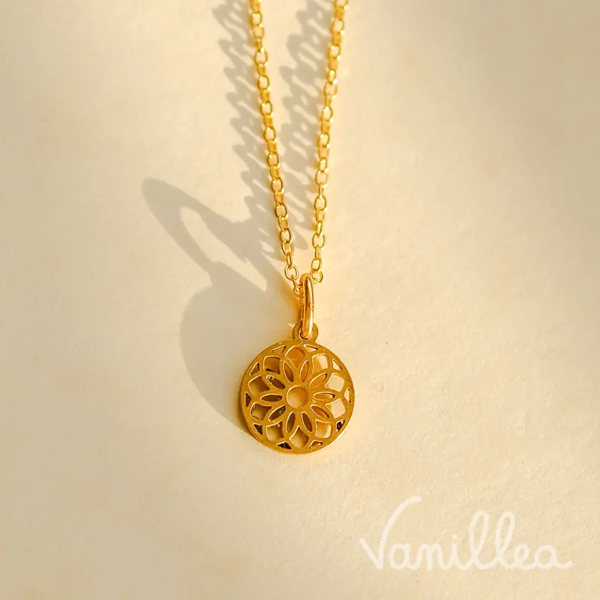 Collier mandala en acier inoxydable doré